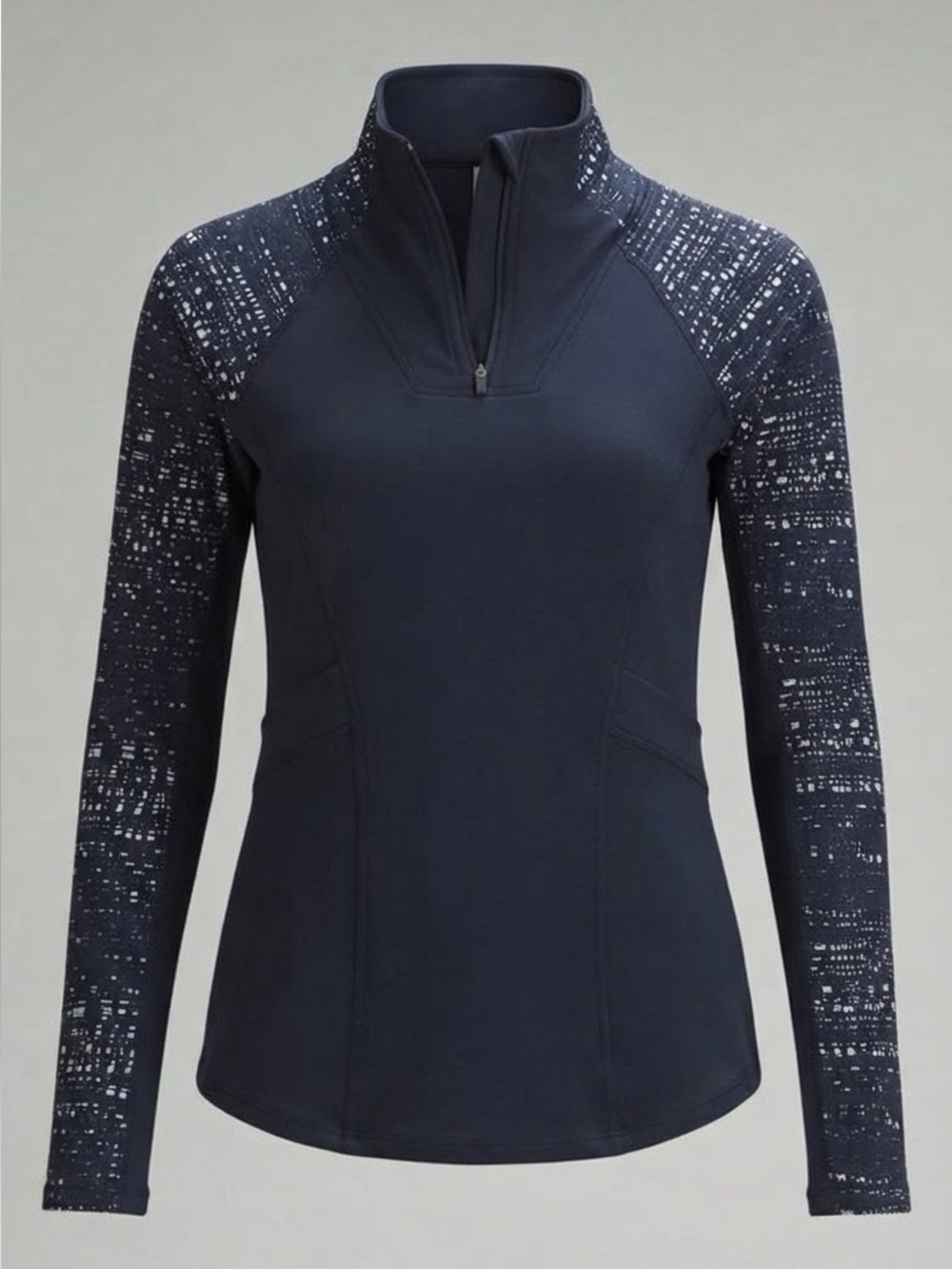 Threads 4 Thought Runa Quarter Zip Pullover Long Sleeve Navy Speckled Active Top
